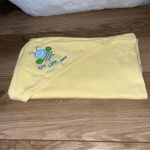 Vintage Carter's Tiny Little Bee Yellow Hooded Thermal Baby Blanket
